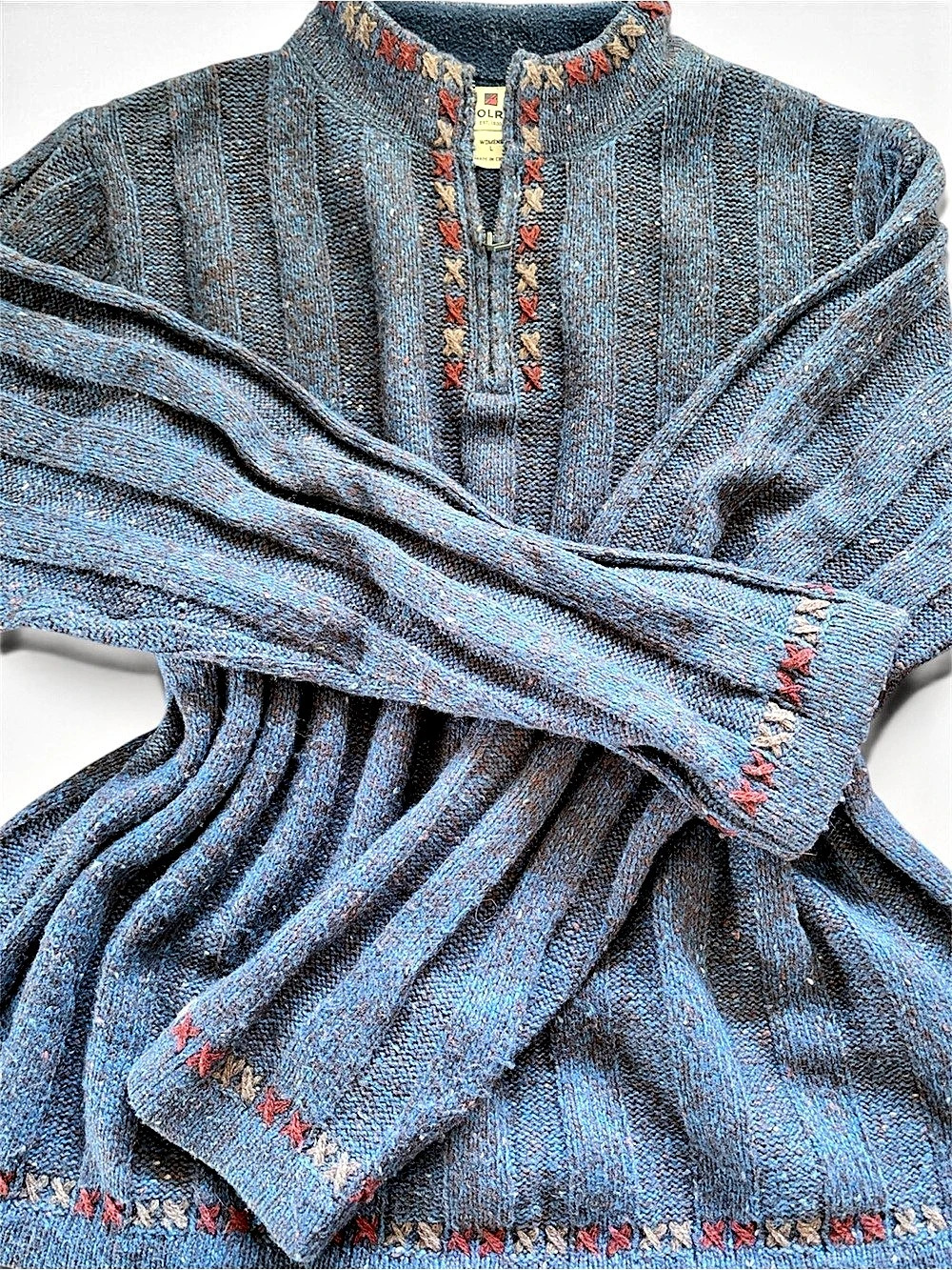 Woolrich 9506 Indigo Heather Wool Blend Quarter Zip Sweater Size Large